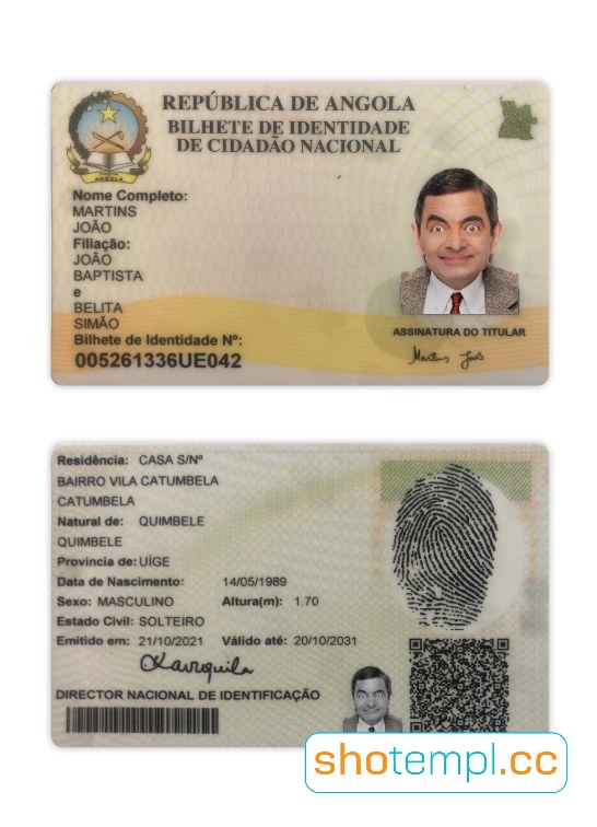 Angola ID Card PSD Template